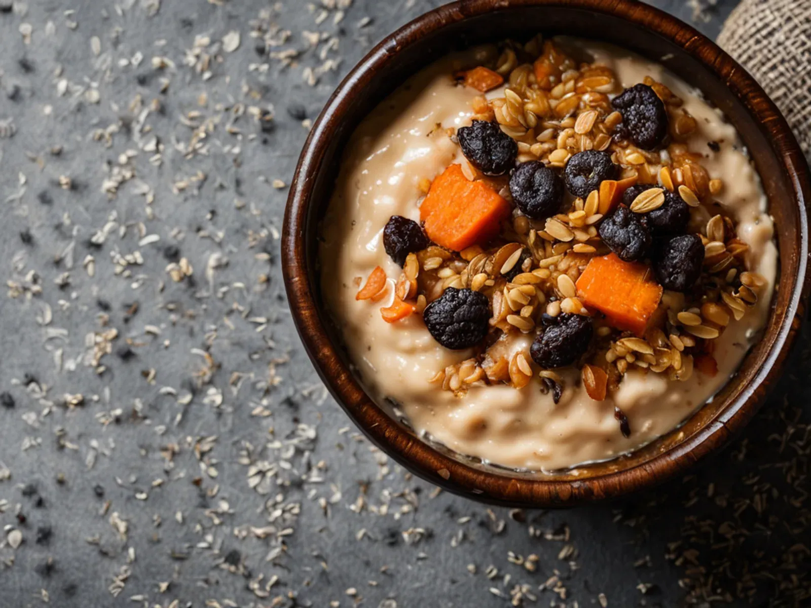 Carrot Cake Overnight Oats — Grated carrot, cinnamon, walnuts and raisins turn vegan overnight oats into a lightly sweet, high-fiber carrot cake breakfast.